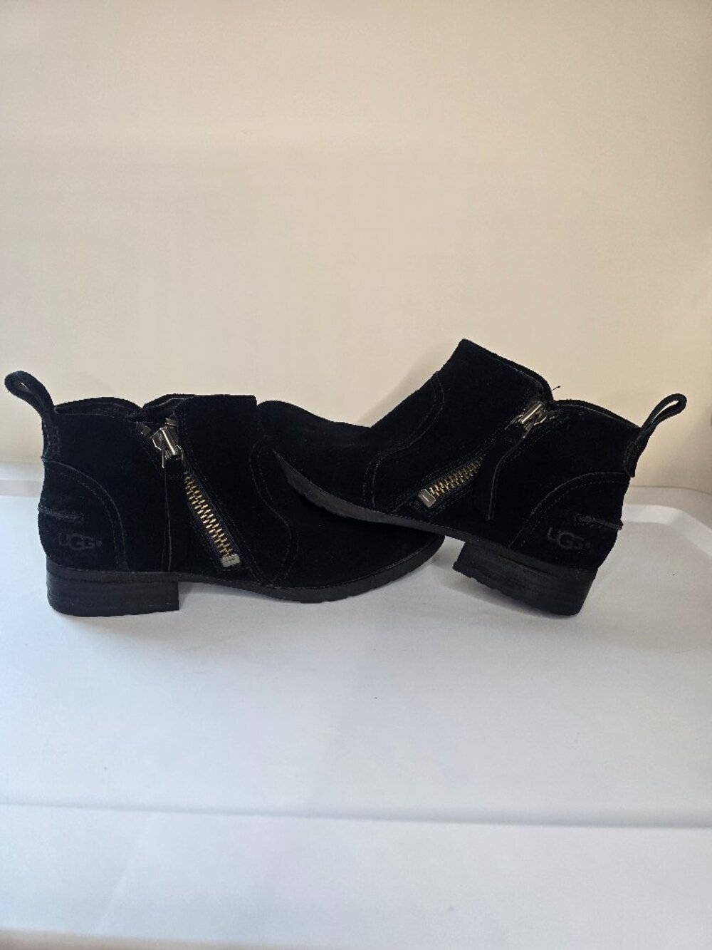 Ugg Women's Aureo Suede - Waterproof, Side Zip, Ankle Boot, Black - Picture 2 of 8